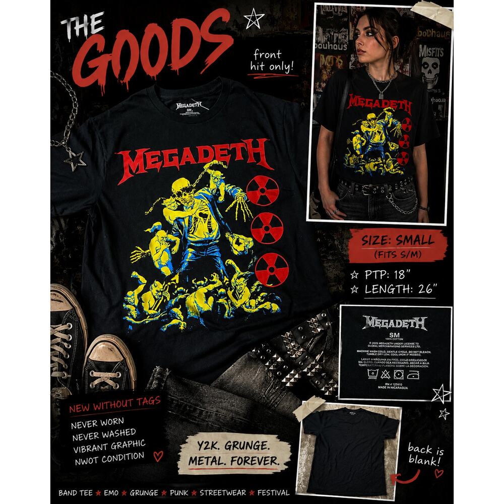 Megadeth Graphic Band Tee Black Radiation Skeleton Shirt Small NWOT
